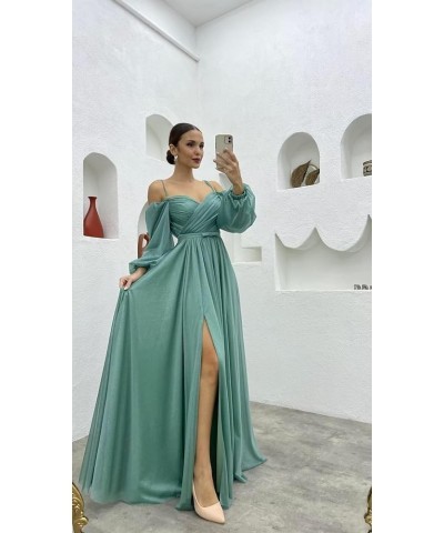 Long Sleeves Bridesmaid Dresses with Pockets for Wedding Chiffon Ruched Maxi Evening Party Dresses for Women Taupe $27.84 Dre...