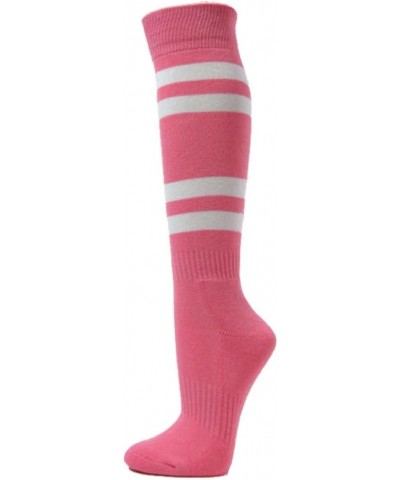 White Striped Knee High Softball/Sports Socks Pink $7.27 Activewear