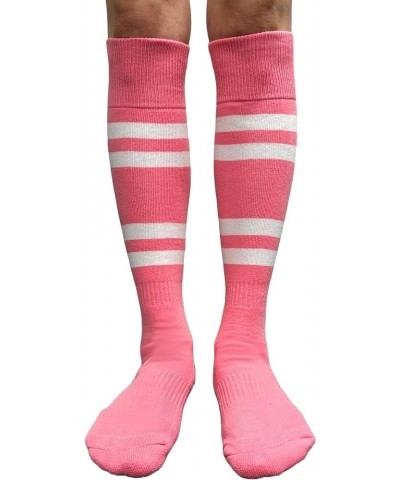 White Striped Knee High Softball/Sports Socks Pink $7.27 Activewear