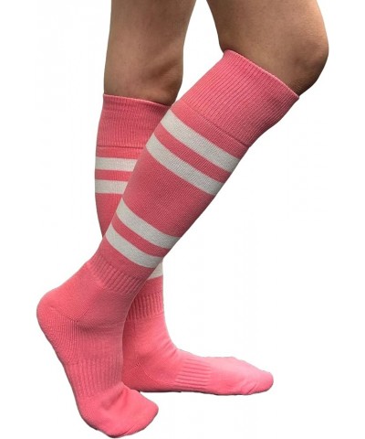 White Striped Knee High Softball/Sports Socks Pink $7.27 Activewear