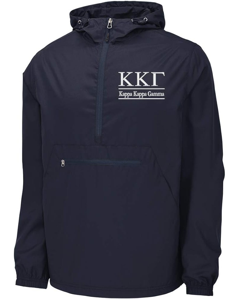 Kappa Kappa Gamma Windbreaker - Anorak Pullover Jacket - Quarter Zip Navy W/ White $24.91 Jackets