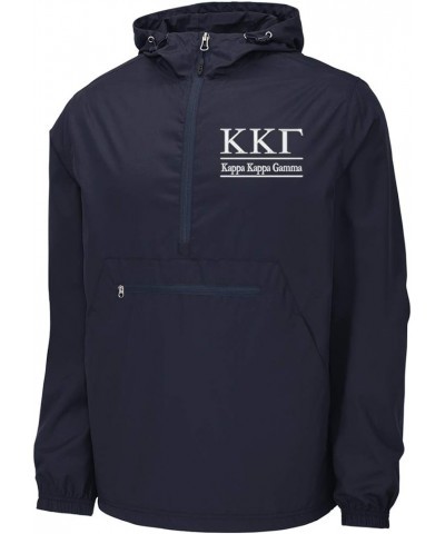 Kappa Kappa Gamma Windbreaker - Anorak Pullover Jacket - Quarter Zip Navy W/ White $24.91 Jackets