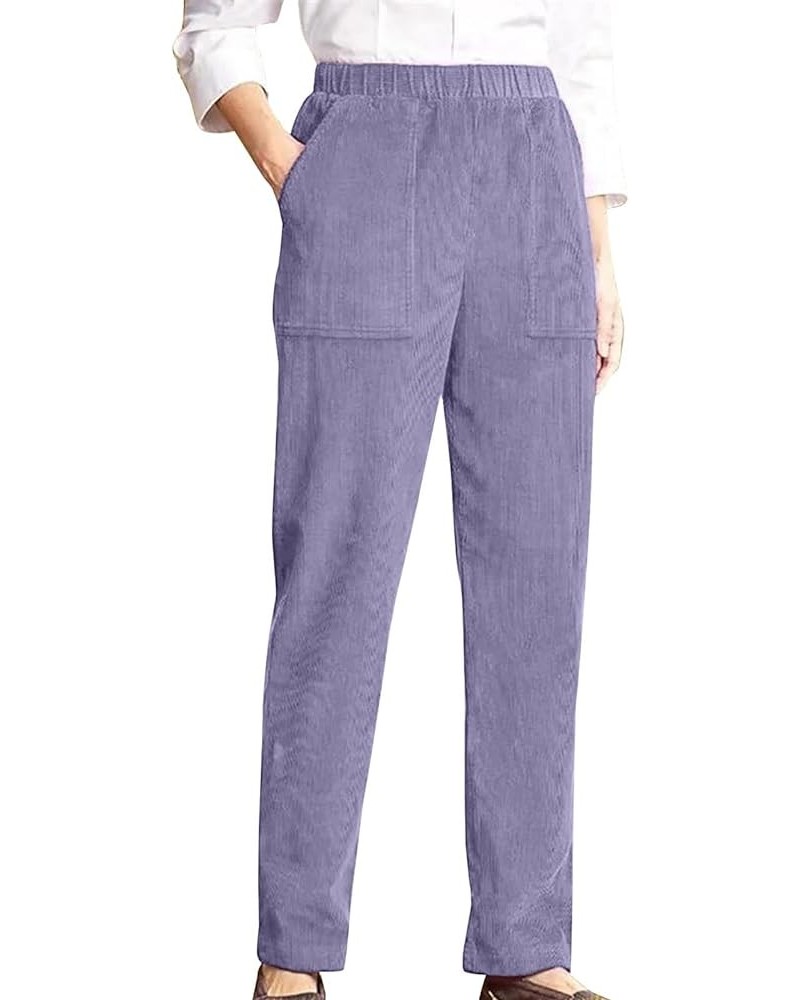 Corduroy Pants Women Flare Ladies Bell Bottom Pants Trousers Dressy Casual Vintage Solid Bootcut High Waisted Pants Z2-purple...