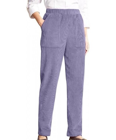 Corduroy Pants Women Flare Ladies Bell Bottom Pants Trousers Dressy Casual Vintage Solid Bootcut High Waisted Pants Z2-purple...