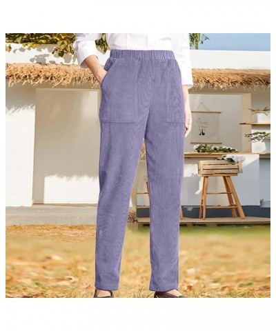 Corduroy Pants Women Flare Ladies Bell Bottom Pants Trousers Dressy Casual Vintage Solid Bootcut High Waisted Pants Z2-purple...