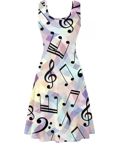 Tank Dress for Women Sleeveless A-line Plus Size XS-4XL Loose Fit Soft Comfy Lightweight Colorful Music Note $19.94 Dresses