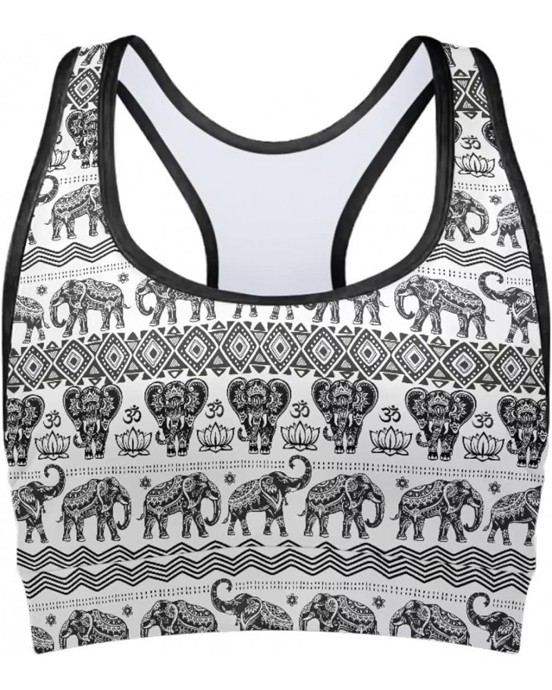 Women Padded Sports Bra Fitness Workout Running Shirts Yoga Tank Top Boho Elephant $11.65 Lingerie