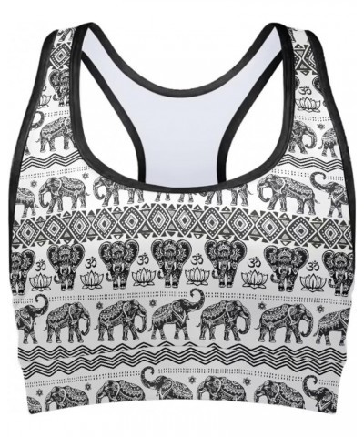 Women Padded Sports Bra Fitness Workout Running Shirts Yoga Tank Top Boho Elephant $11.65 Lingerie