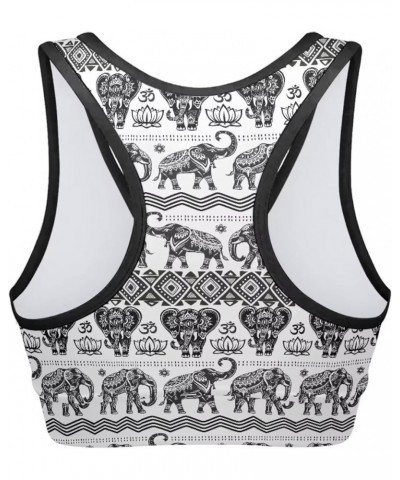 Women Padded Sports Bra Fitness Workout Running Shirts Yoga Tank Top Boho Elephant $11.65 Lingerie