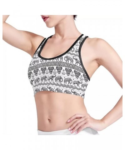 Women Padded Sports Bra Fitness Workout Running Shirts Yoga Tank Top Boho Elephant $11.65 Lingerie