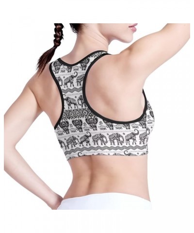 Women Padded Sports Bra Fitness Workout Running Shirts Yoga Tank Top Boho Elephant $11.65 Lingerie