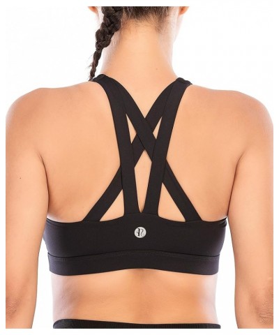 Sports Bra for Women, Criss-Cross Back Padded Strappy Sports Bras Medium Support Yoga Bra with Removable Cups B-black $10.96 ...