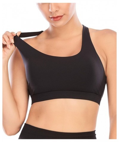 Sports Bra for Women, Criss-Cross Back Padded Strappy Sports Bras Medium Support Yoga Bra with Removable Cups B-black $10.96 ...