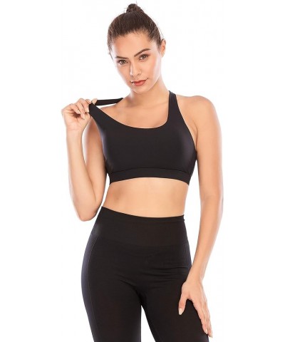 Sports Bra for Women, Criss-Cross Back Padded Strappy Sports Bras Medium Support Yoga Bra with Removable Cups B-black $10.96 ...