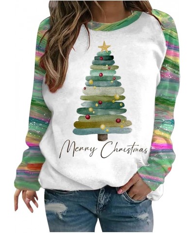 Women Christmas Tree Sweatshirt Funny 2023 Pullover Shirts Long Sleeve Sweater Tops Trendy Xmas Friends Gifts Clothes J35-gre...