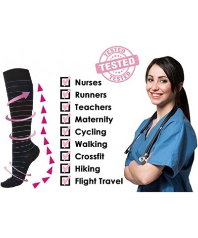 6 Pairs Women's Graduated Compression Trouser Socks 8-15mmHg 611-a $15.39 Activewear