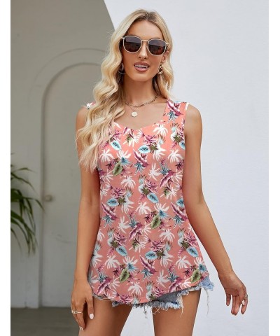 Women's Sleeveless Tank Tops Printed Pleated Loose Casual Blouse Shirt Tank Tops for Women Summer Green Leaf Foundation $8.68...