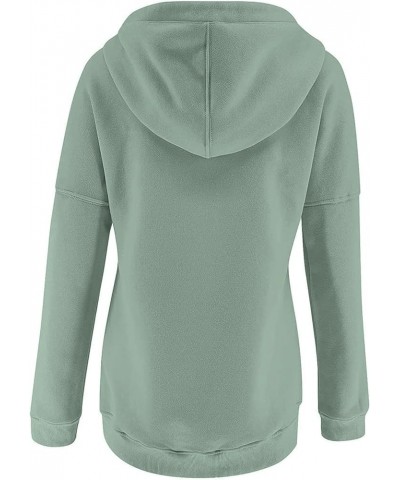 Baggy Hoodies for Women,Autumn Winter Plain Basic Button Down Pullover Casual Long Sleeve Sweatshirt with Pocket A-mint Green...