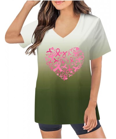 Breast Cancer Work Scrub Shirts for Women Summer Fall Short Sleeve V Neck Moon Tops Shirt Blouses Women 2024 Q-822 Lime Green...