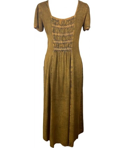 Women's Gothic Vintage Sleeveless Short Sleeve Embroidered Casual Chic Twirl Sun Dress Gown Old Gold $33.56 Dresses