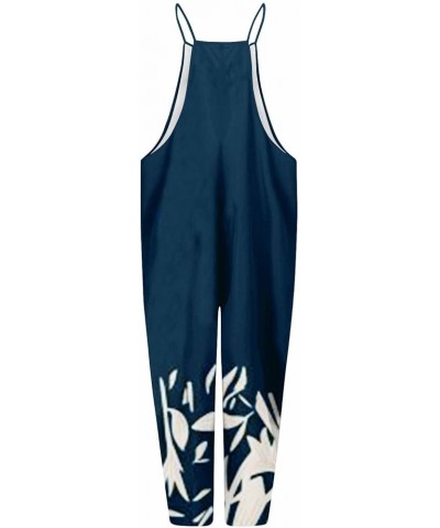 Jumpsuits for Women Casual Sleeveless Spaghetti Straps Long Pants Romper Summer V Neck Baggy Pockets Harem Overalls 1-navy $6...