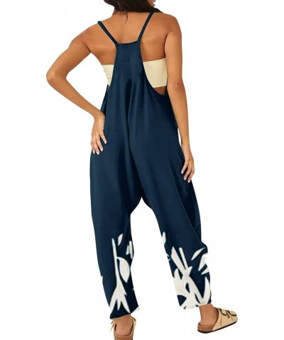 Jumpsuits for Women Casual Sleeveless Spaghetti Straps Long Pants Romper Summer V Neck Baggy Pockets Harem Overalls 1-navy $6...