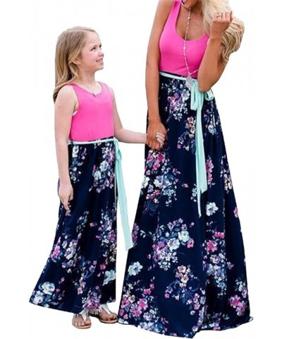 Family Matching Dress Summer Sleeveless Dress Floral Print Cute Long Dress Rose Flower $14.99 Dresses