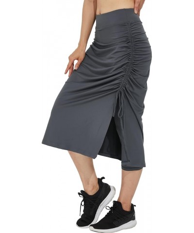 Skirted Leggings for Women Dressy Skirt with Leggings Attached Workout Modest Swim Skirts with Capri with Pockets 26" Slit Gr...