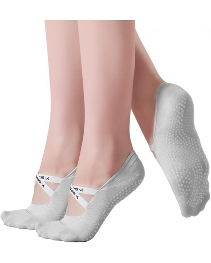 Yoga Socks for Women Non-Slip Grips for Yoga, Ideal for Pilates, Pure Barre, Fitness, Ballet, One Size Gray-2 $7.14 Activewear