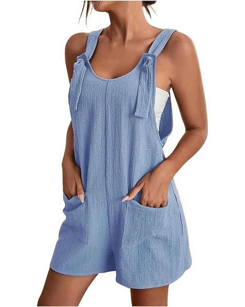 Womens Summer Rompers Plus Size Sleeveless Adjustable Strap Trendy Jumpsuits Loose Fit Shorts Overalls with Pockets A01-light...