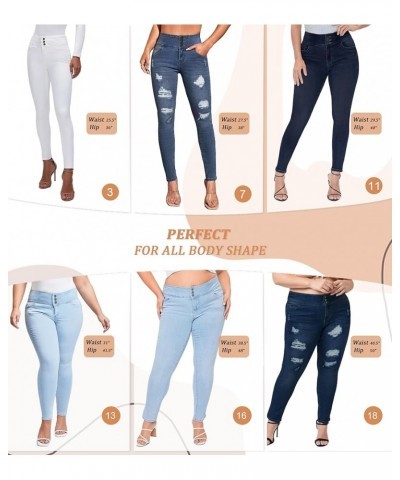 Women Butt Lift 3 Buttons Wide High Waist Stretch Denim Skinny Jeans with Short/Long Inseam Dark Wash $15.40 Shorts