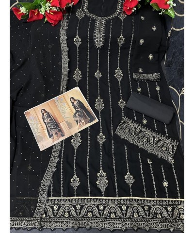 Prija Collection Ready to Wear Indian Pakistani Ethnic Wear Designer Straight Salwar Kameez Pant Suit for Womens Black $31.57...