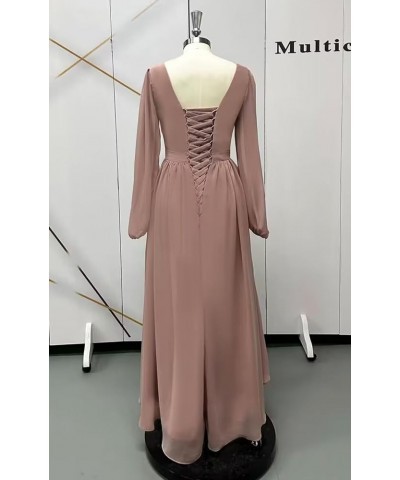 Chiffon Long Sleeve Bridesmaid Dresses with Pockets V Neck A Line High Low Formal Evening Party Gown Plum $31.79 Dresses