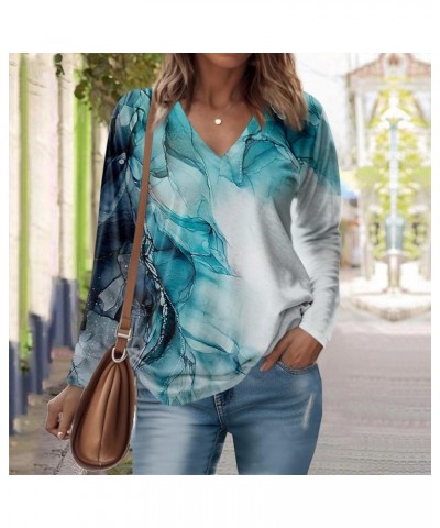 Long Sleeve Shirts for Women Fall V-Neck Pullover Tees Blouse Loose Casual Sweatshirts Printed Long Sleeve Tunics Tops 5-whit...