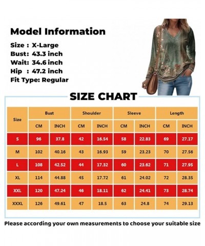 Long Sleeve Shirts for Women Fall V-Neck Pullover Tees Blouse Loose Casual Sweatshirts Printed Long Sleeve Tunics Tops 5-whit...