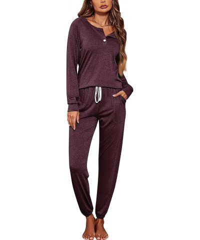 2 Pack Women's 2 Piece Pajamas Set Lounge Sets Button Down Long Sleeve Loungewear Sweatsuit Outfits with Pockets Navy Blue an...