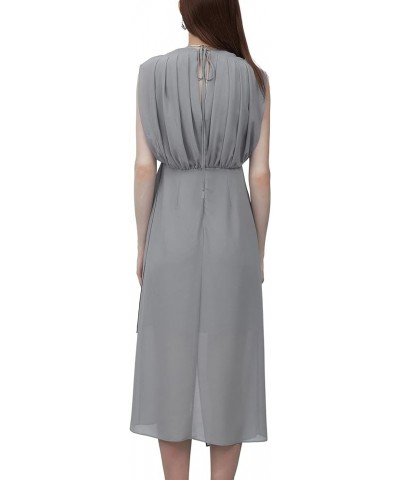 Women's Summer Double V Neck Dress, Flutter Sleeve Ruffle Chiffon Formal Party Wedding Guest Midi Dresses Gray02 $12.88 Dresses