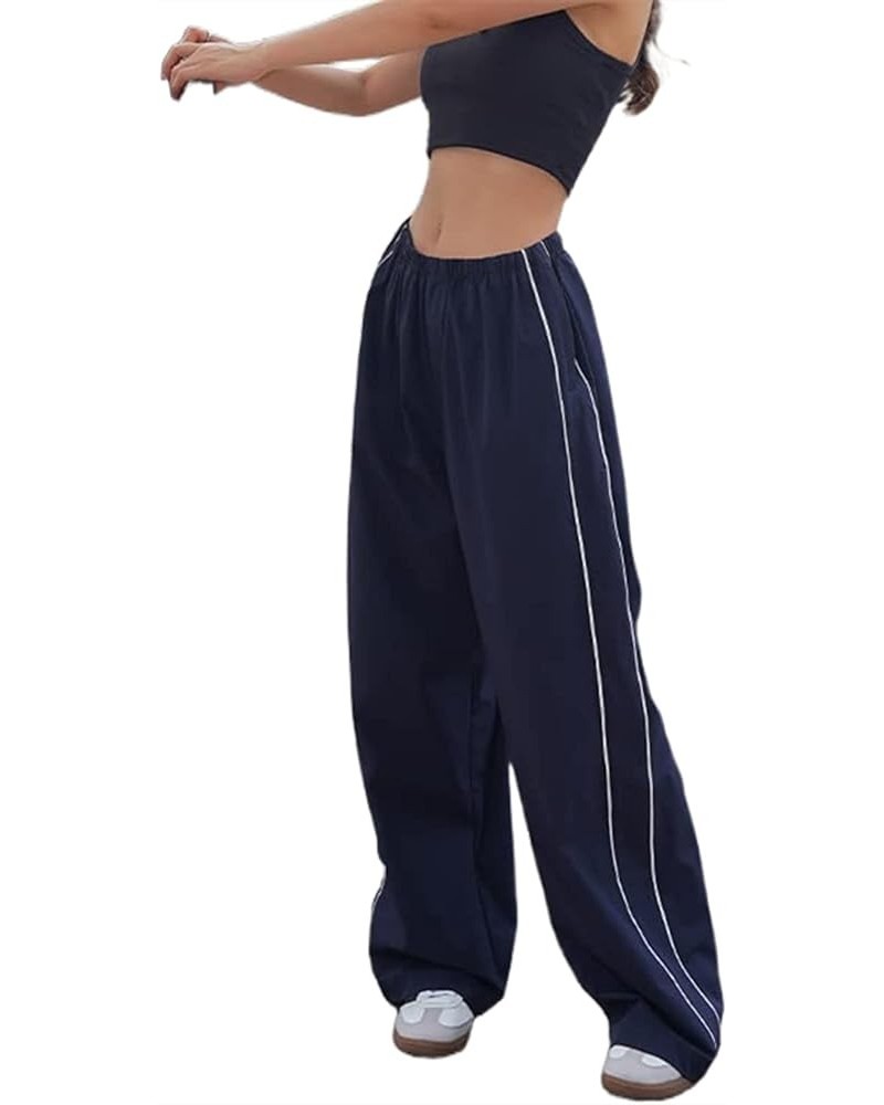 Parachute Pants for Women Baggy Cargo Pants Low Rise Y2K Track Pants Teen Girls Wide Leg Cargo Pant Streetwear Navy Blue $11....