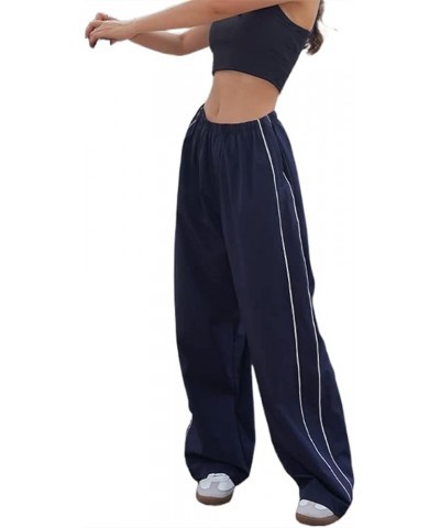 Parachute Pants for Women Baggy Cargo Pants Low Rise Y2K Track Pants Teen Girls Wide Leg Cargo Pant Streetwear Navy Blue $11....