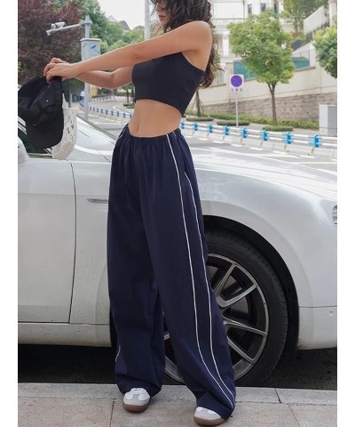 Parachute Pants for Women Baggy Cargo Pants Low Rise Y2K Track Pants Teen Girls Wide Leg Cargo Pant Streetwear Navy Blue $11....