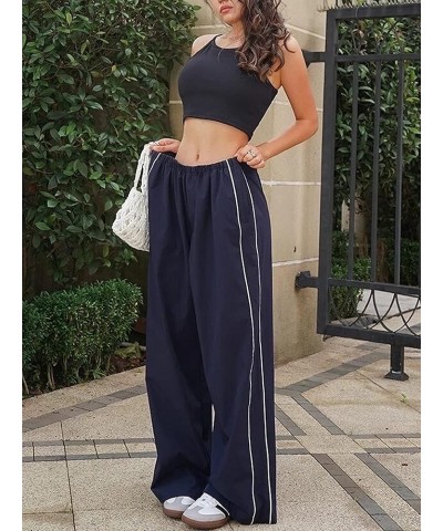 Parachute Pants for Women Baggy Cargo Pants Low Rise Y2K Track Pants Teen Girls Wide Leg Cargo Pant Streetwear Navy Blue $11....