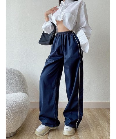 Parachute Pants for Women Baggy Cargo Pants Low Rise Y2K Track Pants Teen Girls Wide Leg Cargo Pant Streetwear Navy Blue $11....