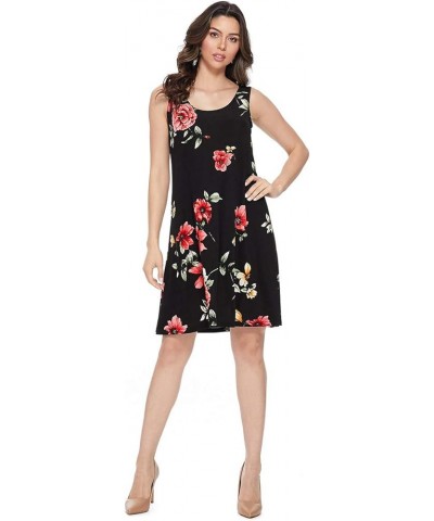 Women's Plus Size Dress – Sleeveless Print Tank Basic Stretch Casual Swing Flowy T Shirt One Piece W215 Red $29.14 Dresses