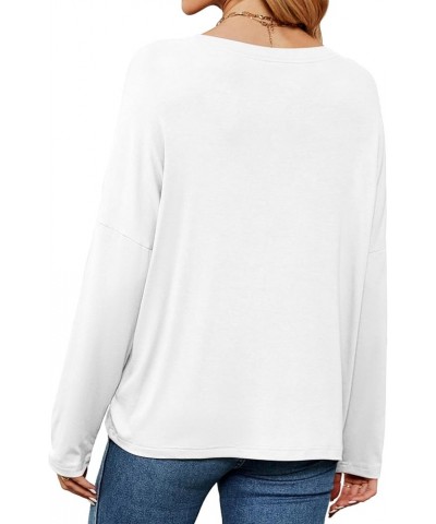 Women's Casual Long Sleeve Shirts Crew Neck Oversized T-Shirt Loose Basic Tee Tops White $12.17 T-Shirts