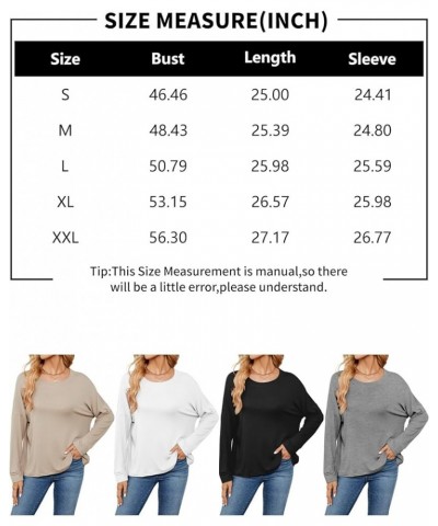 Women's Casual Long Sleeve Shirts Crew Neck Oversized T-Shirt Loose Basic Tee Tops White $12.17 T-Shirts