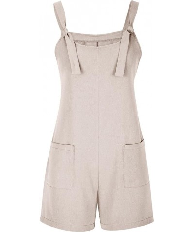 Summer Short Jumpsuits for Women Adjustable Strap Comfy Lounge Romper with Pockets Relaxed Fit Summer Overalls 1 Beige $7.41 ...