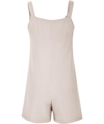 Summer Short Jumpsuits for Women Adjustable Strap Comfy Lounge Romper with Pockets Relaxed Fit Summer Overalls 1 Beige $7.41 ...