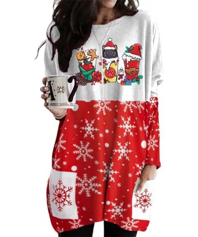 Christmas Cat Sweatshirt Women Funny Christmas Tree Graphic Shirts Gift Long Sleeve Pullover Xmas Holiday Tops Red $14.03 Hoo...