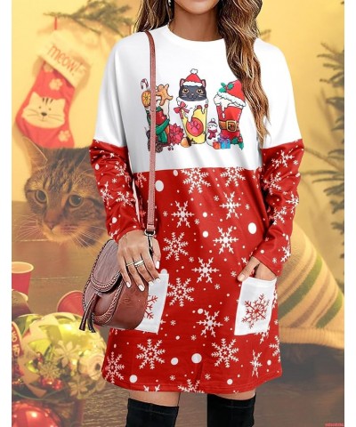 Christmas Cat Sweatshirt Women Funny Christmas Tree Graphic Shirts Gift Long Sleeve Pullover Xmas Holiday Tops Red $14.03 Hoo...