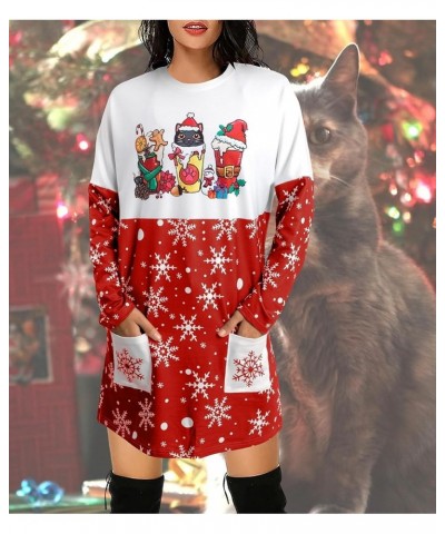 Christmas Cat Sweatshirt Women Funny Christmas Tree Graphic Shirts Gift Long Sleeve Pullover Xmas Holiday Tops Red $14.03 Hoo...